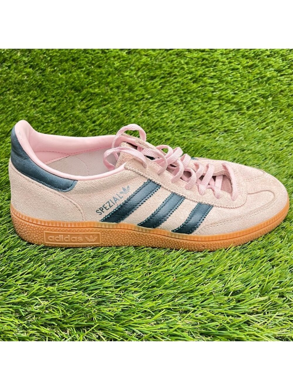 Adidas Handball Spezial Womens Size 7 Pink Blue Gum Athletic Shoes Sneakers